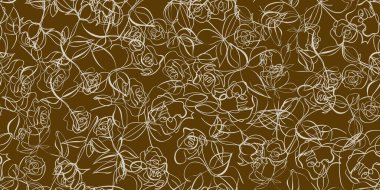 Elle çizilmiş güllerle kusursuz desen, vektör illüstrasyonu