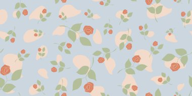 Gül ve vektör illüstrasyonlu soyut, dikişsiz desen