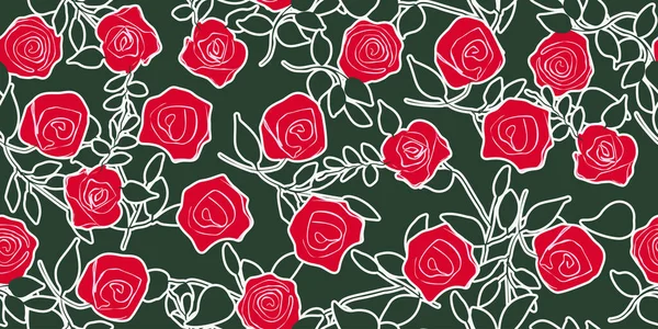 Patrón Sin Costura Floral Abstracto Con Rosas Ilustración Vectorial — Archivo Imágenes Vectoriales