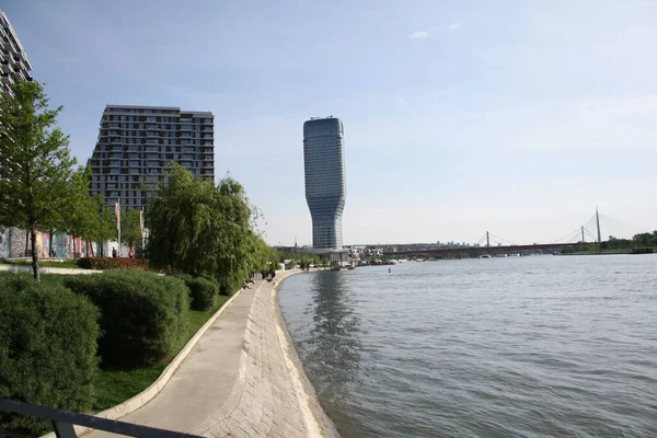 stock image Sava Promenade Promenade with a view of the Waterfront Tower