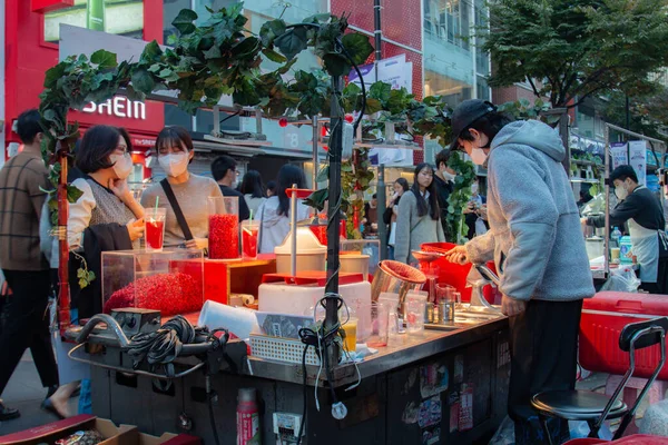 Zicht Straatverkopers Stad Seoul Zuid Korea — Stockfoto