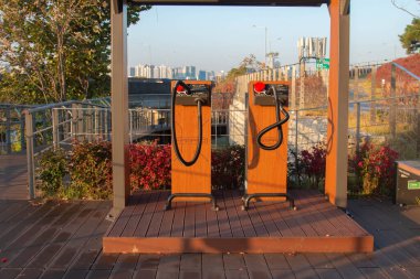  Elektrik yakıt istasyonu. Seul, Kore 'de. 