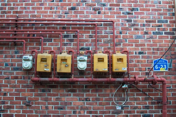 Gas Electricity Meters Korea — Stock Photo, Image