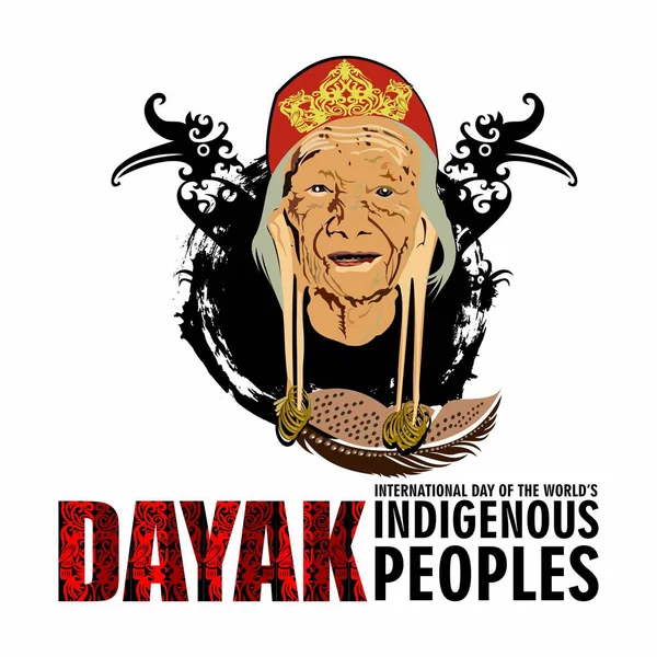 Международный День Коренных Народов Мира Даяки Борнео Калимантан Индонезия — стоковый вектор