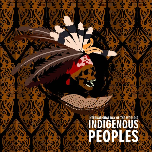 Міжнародний День Народів Світу Плем Дейяк Борнео Калімантан Індонезія — стоковий вектор