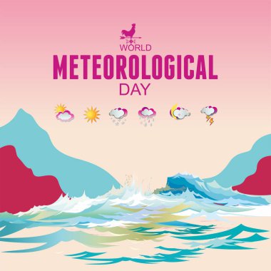 Dünya Meteoroloji Günü teması üzerine Vektör İllüstrasyonu