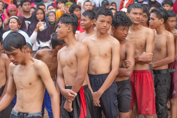 Festa Dell Indipendenza Indonesiana Concorso Pinang Arrampicata Kalimalang Giacarta Orientale — Foto Stock