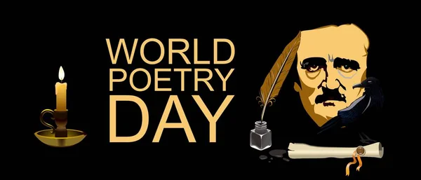 Hari Puisi Sedunia Maret Konsep Liburan Templat Untuk Latar Belakang - Stok Vektor