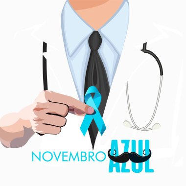 November Prostat Kanser Farkındalığı Ayı, yaşayan ve hasta insanları desteklemek için bıyıklı Blue Ribbon.