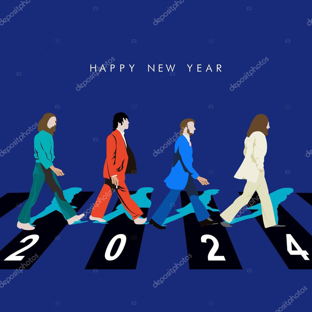Legendary band group greeting card happy new year 2024.