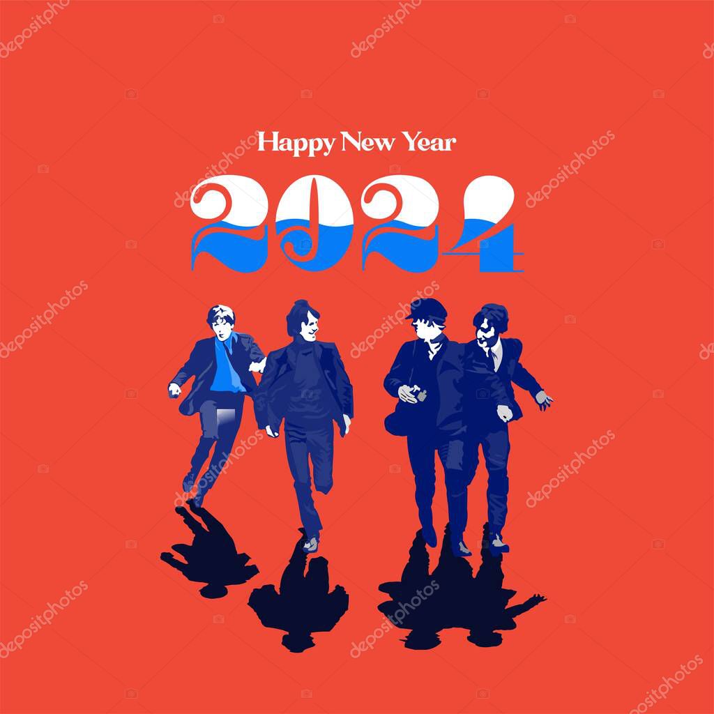 Legendary band group greeting card happy new year 2024.