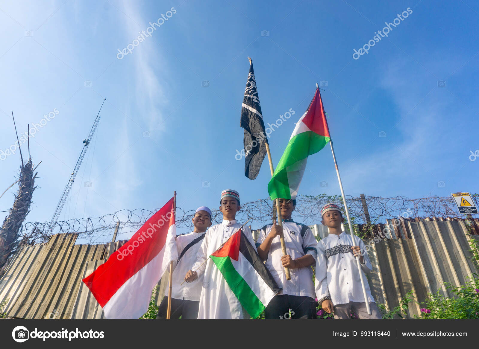 Jakarta Indonesien December 2023 Försvar Palestinaaktioner Nordjakarta