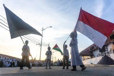 Jakarta, Endonezya - 17 Aralık 2023: Kuzey Jakarta 'da Filistin Eylemini Savunmak.