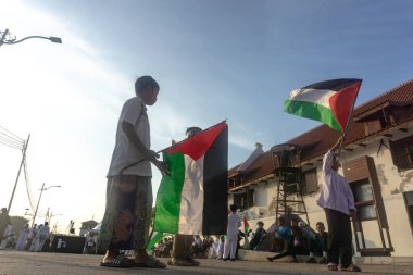 Jakarta, Endonezya - 17 Aralık 2023: Kuzey Jakarta 'da Filistin Eylemini Savunmak.
