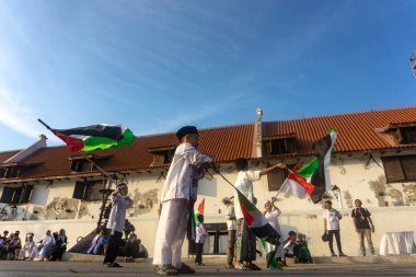 Jakarta, Endonezya - 17 Aralık 2023: Kuzey Jakarta 'da Filistin Eylemini Savunmak.