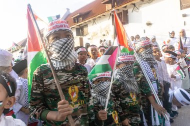 Jakarta, Endonezya - 17 Aralık 2023: Kuzey Jakarta 'da Filistin Eylemini Savunmak.