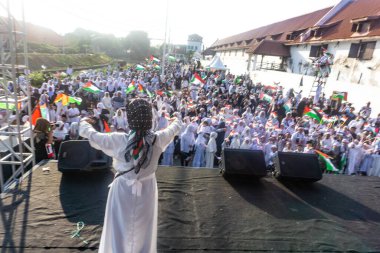 Jakarta, Endonezya - 17 Aralık 2023: Kuzey Jakarta 'da Filistin Eylemini Savunmak.