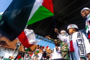 Jakarta, Endonezya - 17 Aralık 2023: Kuzey Jakarta 'da Filistin Eylemini Savunmak.