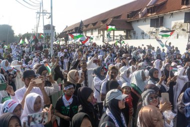 Jakarta, Endonezya - 17 Aralık 2023: Kuzey Jakarta 'da Filistin Eylemini Savunmak.