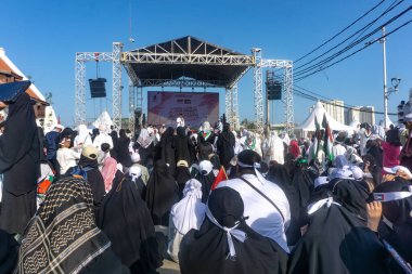Jakarta, Endonezya - 17 Aralık 2023: Kuzey Jakarta 'da Filistin Eylemini Savunmak.