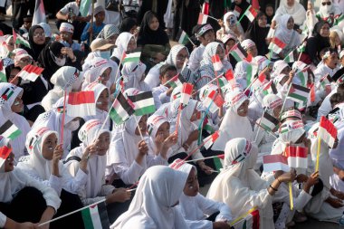 Jakarta, Endonezya - 17 Aralık 2023: Kuzey Jakarta 'da Filistin Eylemini Savunmak.