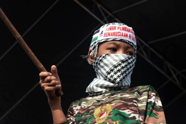 Jakarta, Endonezya - 17 Aralık 2023: Kuzey Jakarta 'da Filistin Eylemini Savunmak.