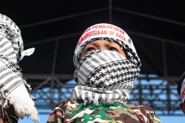 Jakarta, Endonezya - 17 Aralık 2023: Kuzey Jakarta 'da Filistin Eylemini Savunmak.