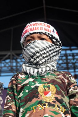 Jakarta, Endonezya - 17 Aralık 2023: Kuzey Jakarta 'da Filistin Eylemini Savunmak.