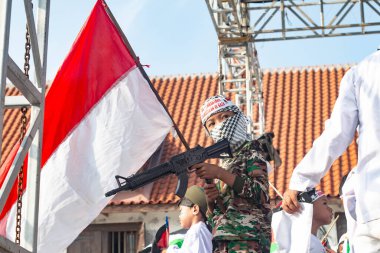 Jakarta, Endonezya - 17 Aralık 2023: Kuzey Jakarta 'da Filistin Eylemini Savunmak.