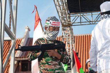 Jakarta, Endonezya - 17 Aralık 2023: Kuzey Jakarta 'da Filistin Eylemini Savunmak.