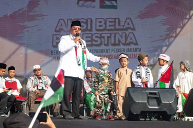 Jakarta, Endonezya - 17 Aralık 2023: Kuzey Jakarta 'da Filistin Eylemini Savunmak.
