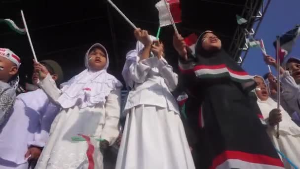 印度尼西亚雅加达 2023年12月17日 在雅加达北部捍卫巴勒斯坦行动 — 图库视频影像