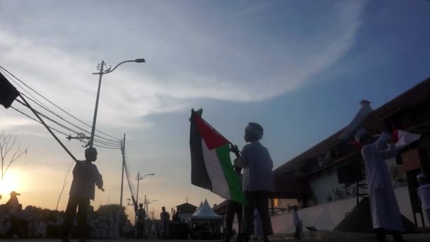 Jakarta Indonésie Prosince 2023 Hájení Palestinské Akce Severním Jakartě — Stock video