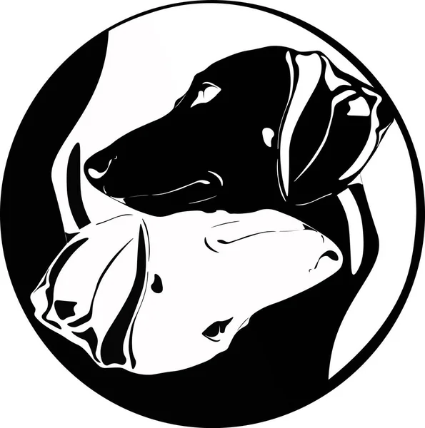 Yin Yang Dachshund Noir Blanc — Image vectorielle