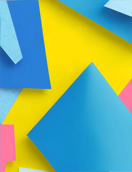 Blue Yellow Psychedelic Paper Shapes Different Color Tones Background Psychedelic - Stok Vektor