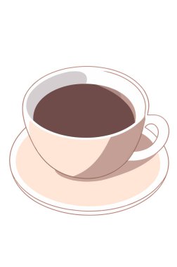 Bir fincan kahve, üstten manzara, illüstrasyon, vektör