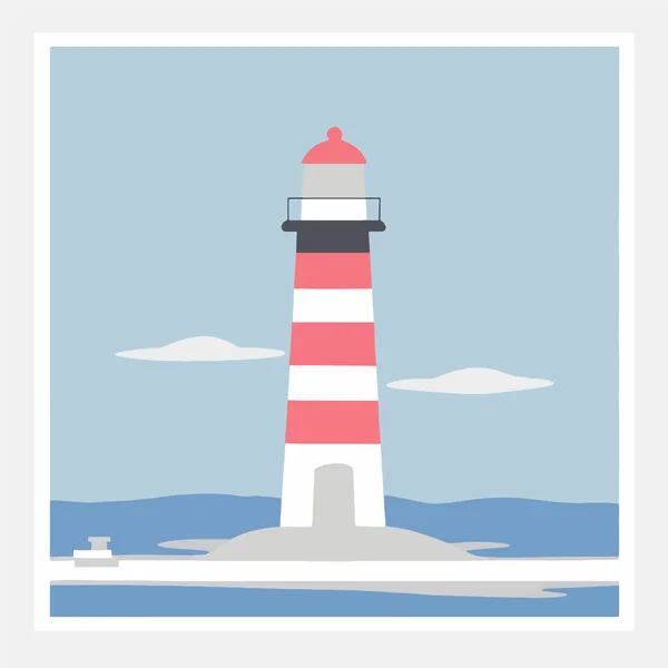 Summer Sea Landscape Lighthouse Vector Illustration Wallpaper — Stock Vector