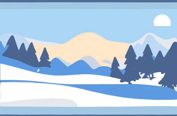 Vlak Ontwerp Winter Landschap Vector Illustratie Behang Winter Achtergrond — Stockvector