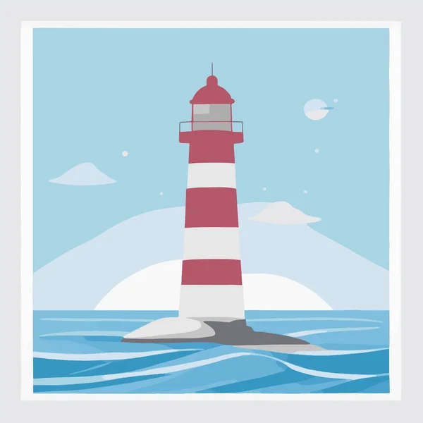 夏の海景観灯台 ベクター イラスト — ストックベクタ