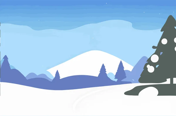 Flat Design Winter Landscape Vector Illustration Wallpaper Winter Background — Stock Vector