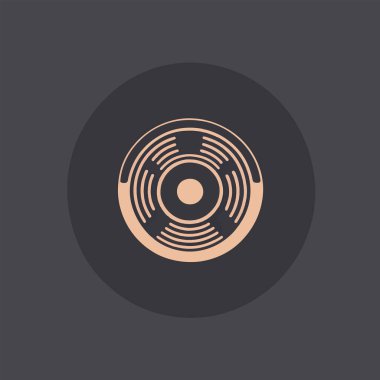 Basit vektör vinil disk logosu tasarımı, siyah arkaplan