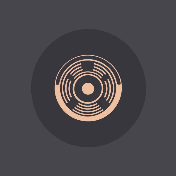 Basit Vektör Vinil Disk Logosu Tasarımı Siyah Arkaplan — Stok Vektör