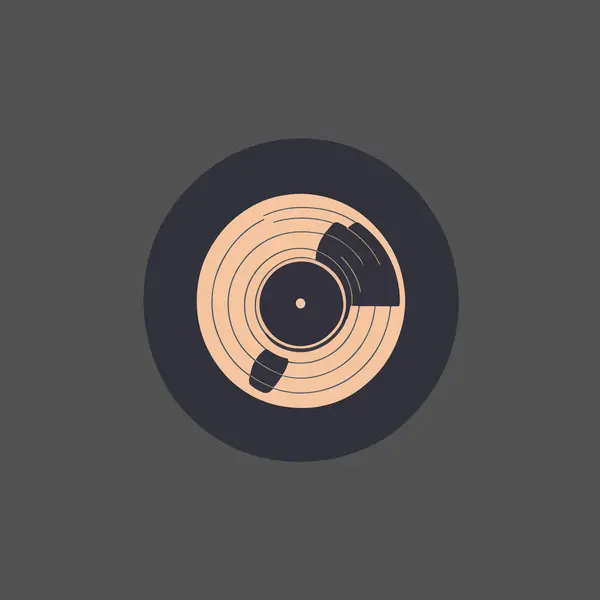Simple Vector Vinyl Disc Logo Design Black Background — Stock Vector