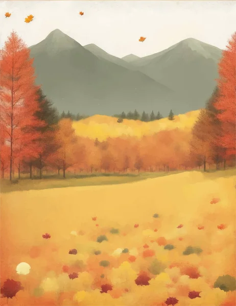 フラットデザインの秋の風景 景観のある秋の背景 — ストックベクタ