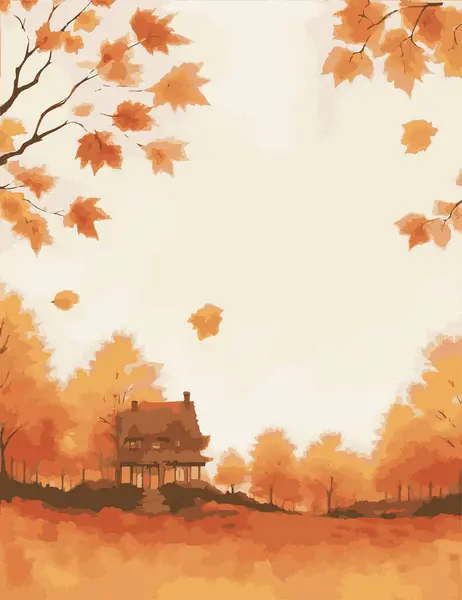 Flache Gestaltung Herbst Landschaft Herbst Hintergrund Mit Landschaft Herbst Abstrakte — Stockvektor