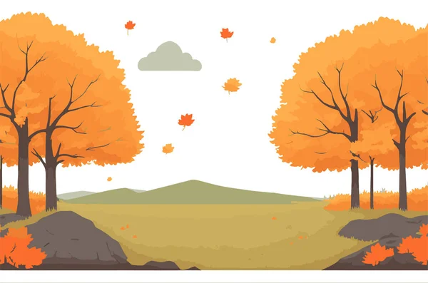 Flat design autumn landscape, Autumn background with landscape