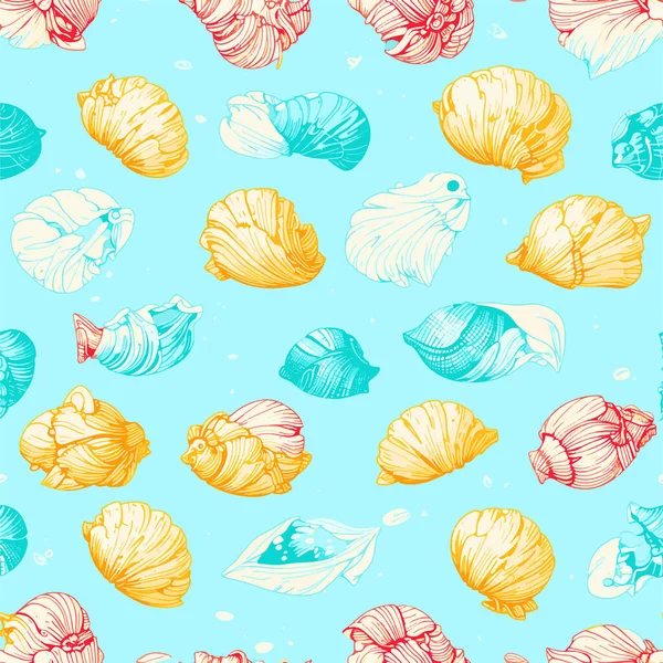 Seamless Illustration Colorful Shells Seashell Sorbet Delight Cartoon — Stock Vector