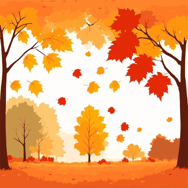 Flaches Design Herbst Landschaft Herbst Hintergrund Mit Landschaft — Stockvektor