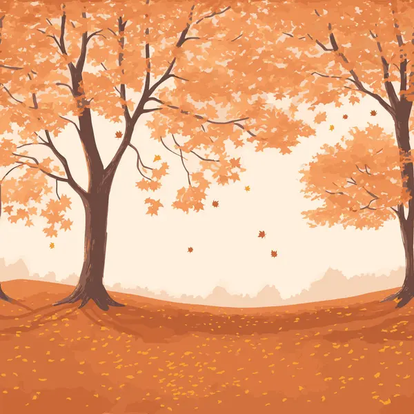 フラットデザインの秋の風景 景観のある秋の背景 — ストックベクタ