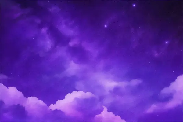 Purpurowe Nocne Niebo Chmurami Gwiazdami Galaxy Sky Background Wallaper — Wektor stockowy